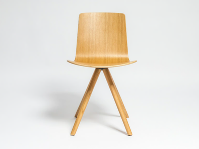 LOTTUS WOOD SPIN - Trestle-based wooden chair _ ENEA