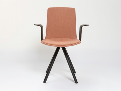 LOTTUS WOOD SPIN - Upholstered trestle-based chair with armrests _ ENEA