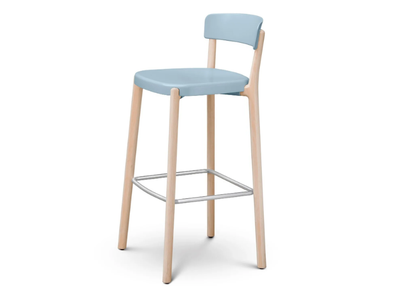 NOA - Polypropylene and wood barstool with back _ ENEA