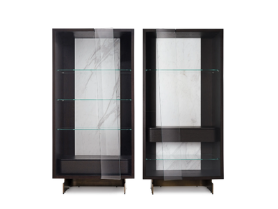 LEAF - Wood and glass display cabinet with integrated lighting _ ENNE