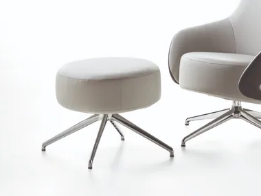 BILLIE - Upholstered leather footstool _ ENRICO PELLIZZONI