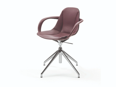 COUTURE - Swivel leather chair with armrests _ ENRICO PELLIZZONI