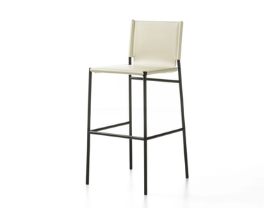 ELENA - Tanned leather stool with back _ ENRICO PELLIZZONI