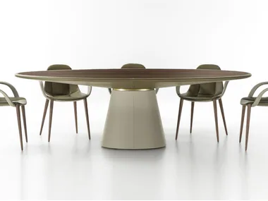 LOOP - Oval tanned leather table _ ENRICO PELLIZZONI