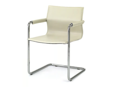 LYBRA - Cantilever tanned leather chair with armrests _ ENRICO PELLIZZONI