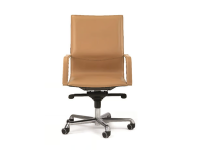 LYBRA - Height-adjustable tanned leather office chair _ ENRICO PELLIZZONI