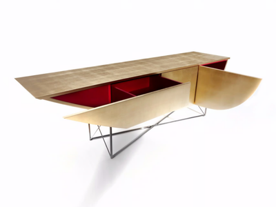 NESSUN DORMA - Rectangular gold leaf console table with drawers _ ERBA ITALIA