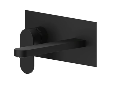 VERSILIA BLACK - Wall-mounted washbasin mixer with plate _ Ercos