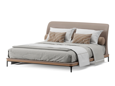 ANGKOR - Fabric double bed with upholstered headboard _ Ersa