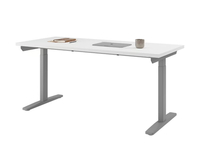 FUJI - Height-adjustable laminate office desk with cable management _ Ersa