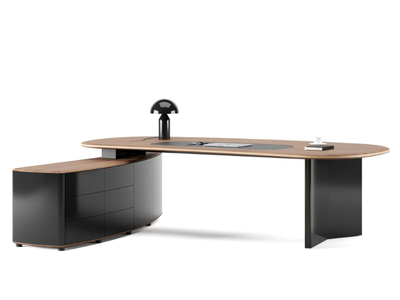 INSULA - Wood veneer executive desk with shelves _ Ersa