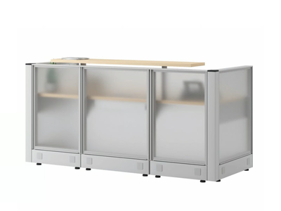 KARMA - Modular etched glass Reception desk and metal frame _ Ersa