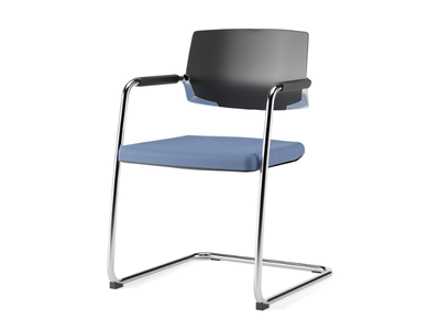 LUCE - Cantilever stackable fabric and plastic chair with armrests _ Ersa