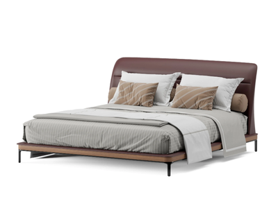 LUCID - Upholstered leather double bed _ Ersa