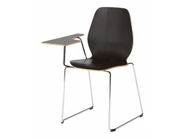 POLAR C - Sled base wood veneer training chair with writing tablet _ Ersa
