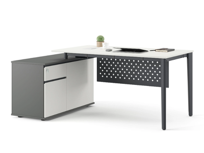TUANA - L-shaped wooden office desk with drawers _ Ersa