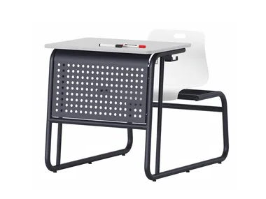 WERNER - Laminate bench desk with integrated chairs _ Ersa