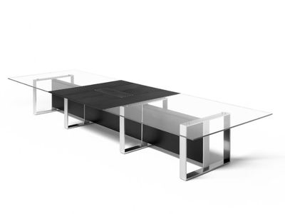 ALTAGAMMA - Wood and glass meeting table with cable management _ ESTEL GROUP