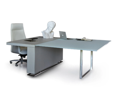 DECK - Glass executive desk with cable management _ ESTEL GROUP