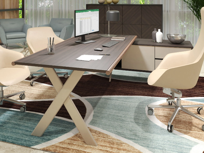 SANT'ANDREA - L-shaped executive desk with shelves _ ESTEL GROUP