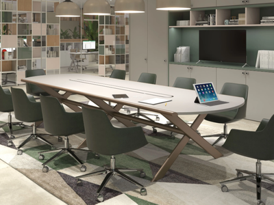 SANT'ANDREA - Oval meeting table with cable management _ ESTEL GROUP