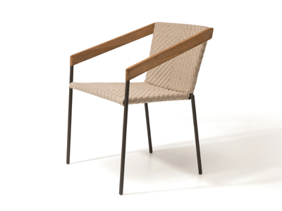 ALLAPERTO BISTRÒ - Stackable rope garden chair with armrests _ Ethimo