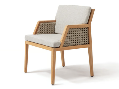 GRAND LIFE - Upholstered teak chair with armrests _ Ethimo