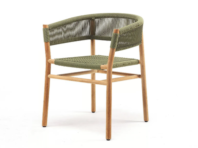 KILT - Stackable rope and teak garden chair _ Ethimo