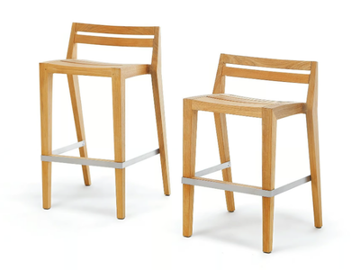 RIBOT - High teak stool with back _ Ethimo