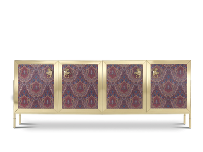 JANIS - Brass and glass sideboard with doors _ ETRO Home Interiors