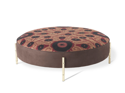 SAMARCANDA - Upholstered round fabric and nabuk pouf _ ETRO Home Interiors