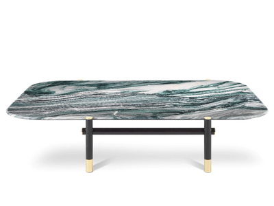 WOODSTOCK - Low rectangular marble and wooden coffee table _ ETRO Home Interiors
