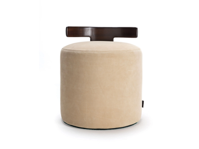 LEVANTE - Round leather garden pouf _ Exteta