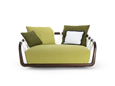 SUNSET BASKET - 2 seater mahogany and fabric garden sofa _ Exteta