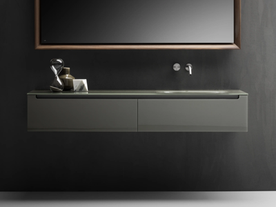 EDGE - Wall-mounted glass vanity unit with drawers _ FALPER