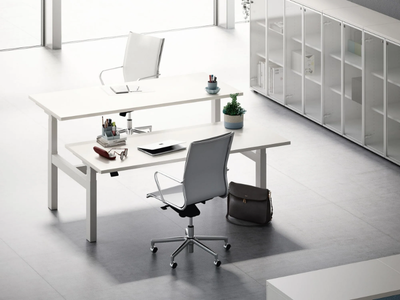 SISTEMA 28 - LIFT-UP - Height-adjustable multiple office desk with electric motion _ FANTONI