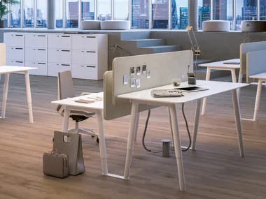 WOODS - Height-adjustable wooden office desk _ FANTONI