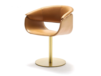 AIRLUX - Swivel leather chair with armrests _ Fasem