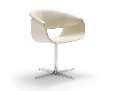 AIRLUX - With 4-spoke base leather chair with armrests _ Fasem