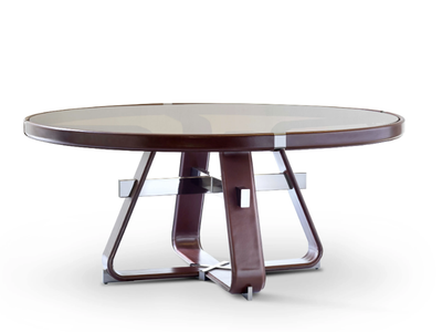 ANTIMO - Round tanned leather dining table _ Fasem