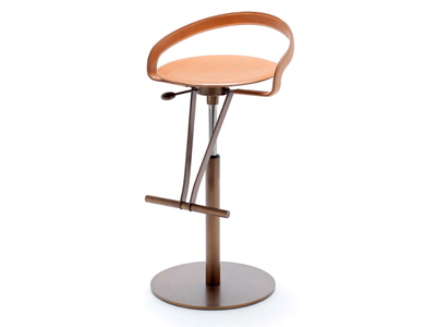 CAYMAN BAR - Swivel tanned leather stool with gas lift _ Fasem
