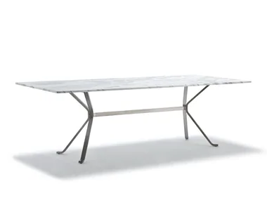 CRAB - Rectangular glass and steel dining table _ Fasem