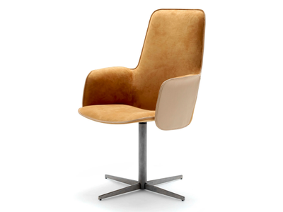 ELECTA TALL - With 4-spoke base leather chair with armrests _ Fasem