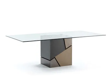 FLAVIO - Rectangular wood and glass dining table _ Fasem