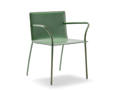 LYS - Tanned leather chair with armrests _ Fasem
