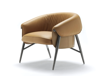 MONTGOMERY - Tanned leather armchair with armrests _ Fasem