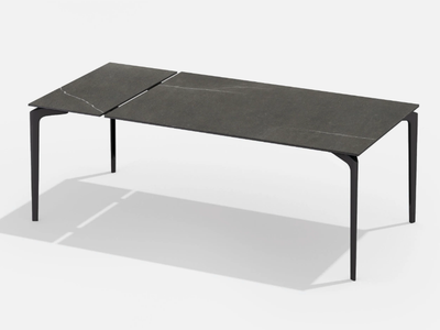 ALLSIZE - Extendable rectangular table in painted aluminium with porcelain stoneware top and extension _ FAST