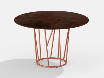 WILD - Round table in painted aluminium with top in porcelain stoneware _ FAST
