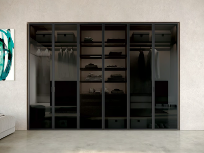AURORA - Glass wardrobe with drawers _ Febal Casa