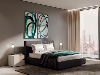 BENOIT - Fabric bed with removable cover with upholstered headboard _ Febal Casa